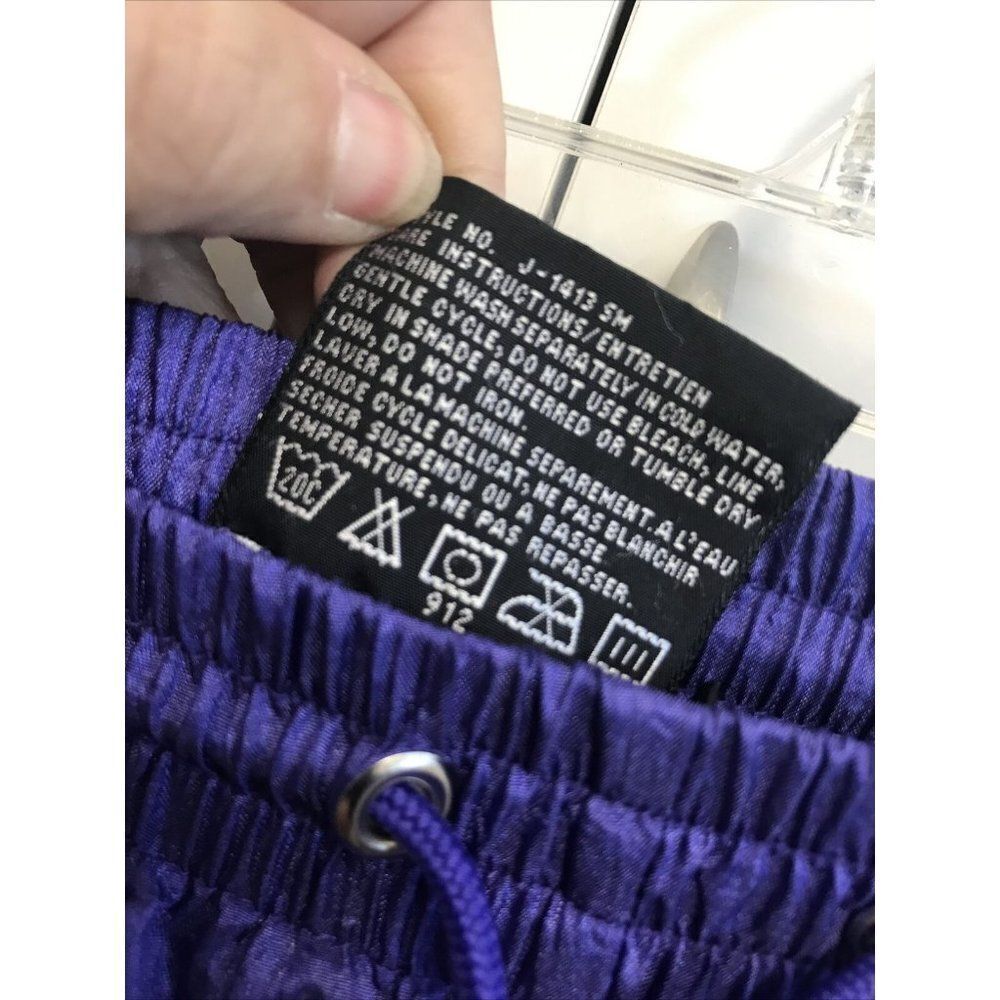 Track Sweat Pants L Purple Nylon Blend Lined Pockets elastic drawstring waist - Picture 8 of 11